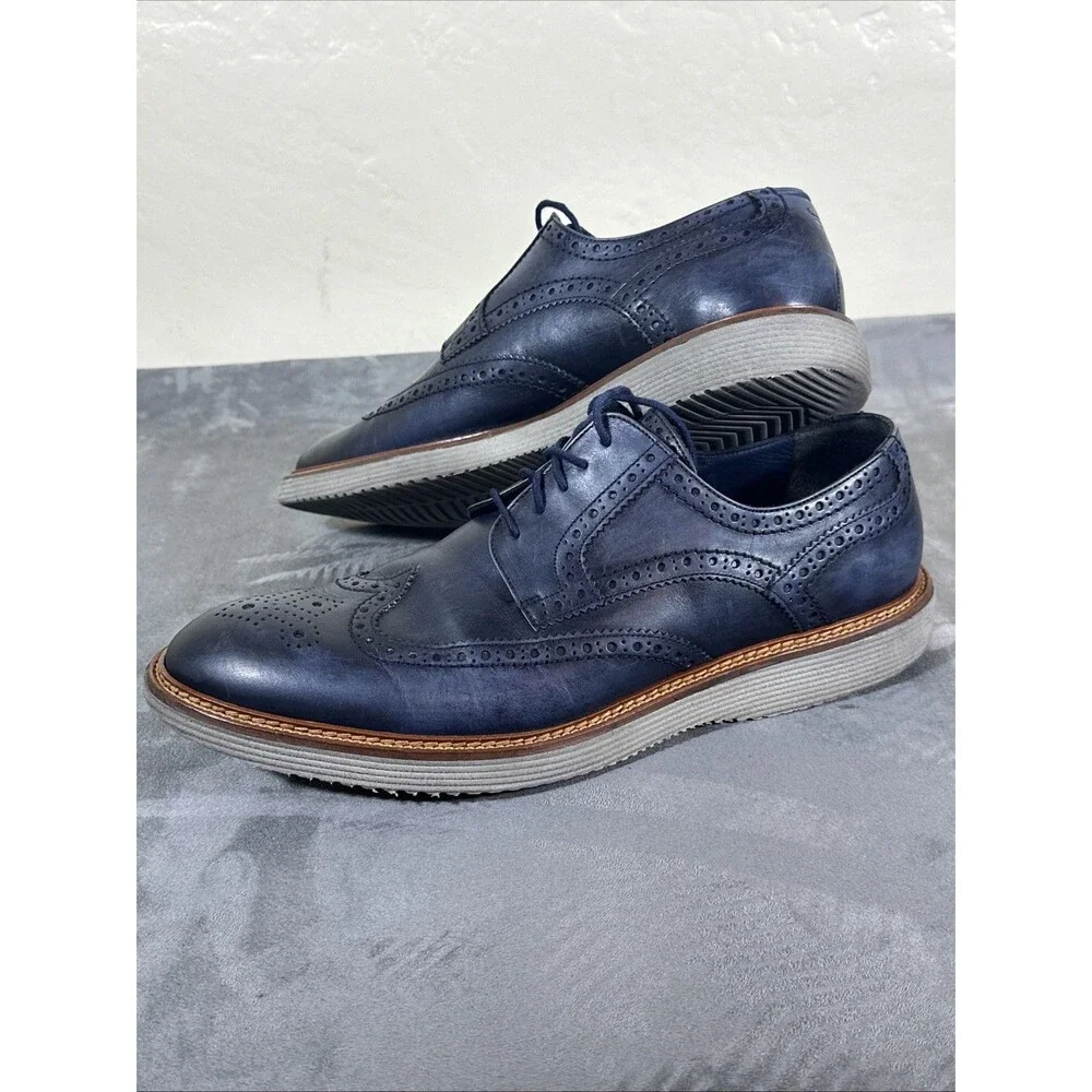 H.S. Trask 11.5 M Navy Leather Wingtip Sneaker Shoes Men’s Dress Calf Americana